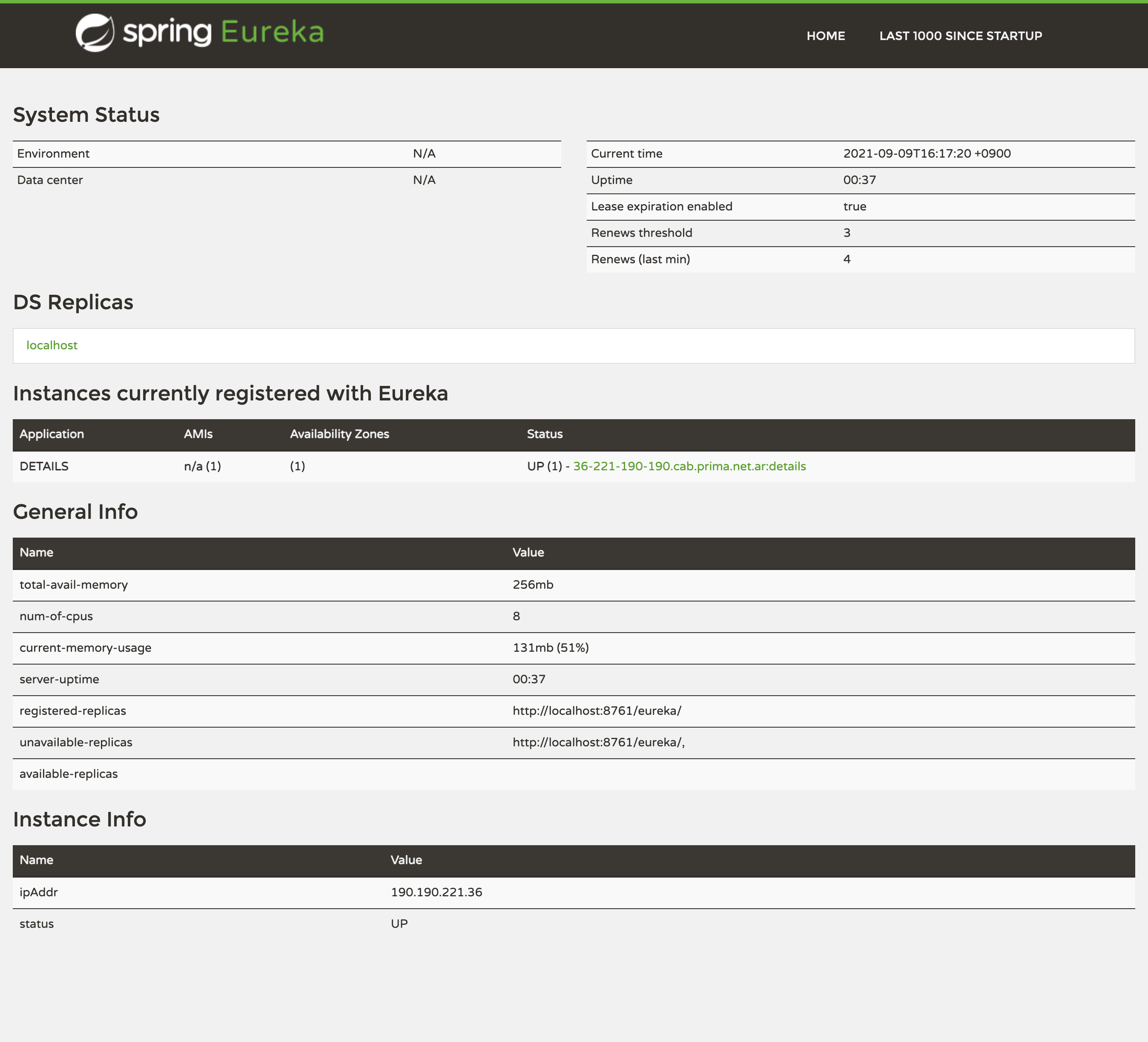 Eureka Server Web with Deatil service
