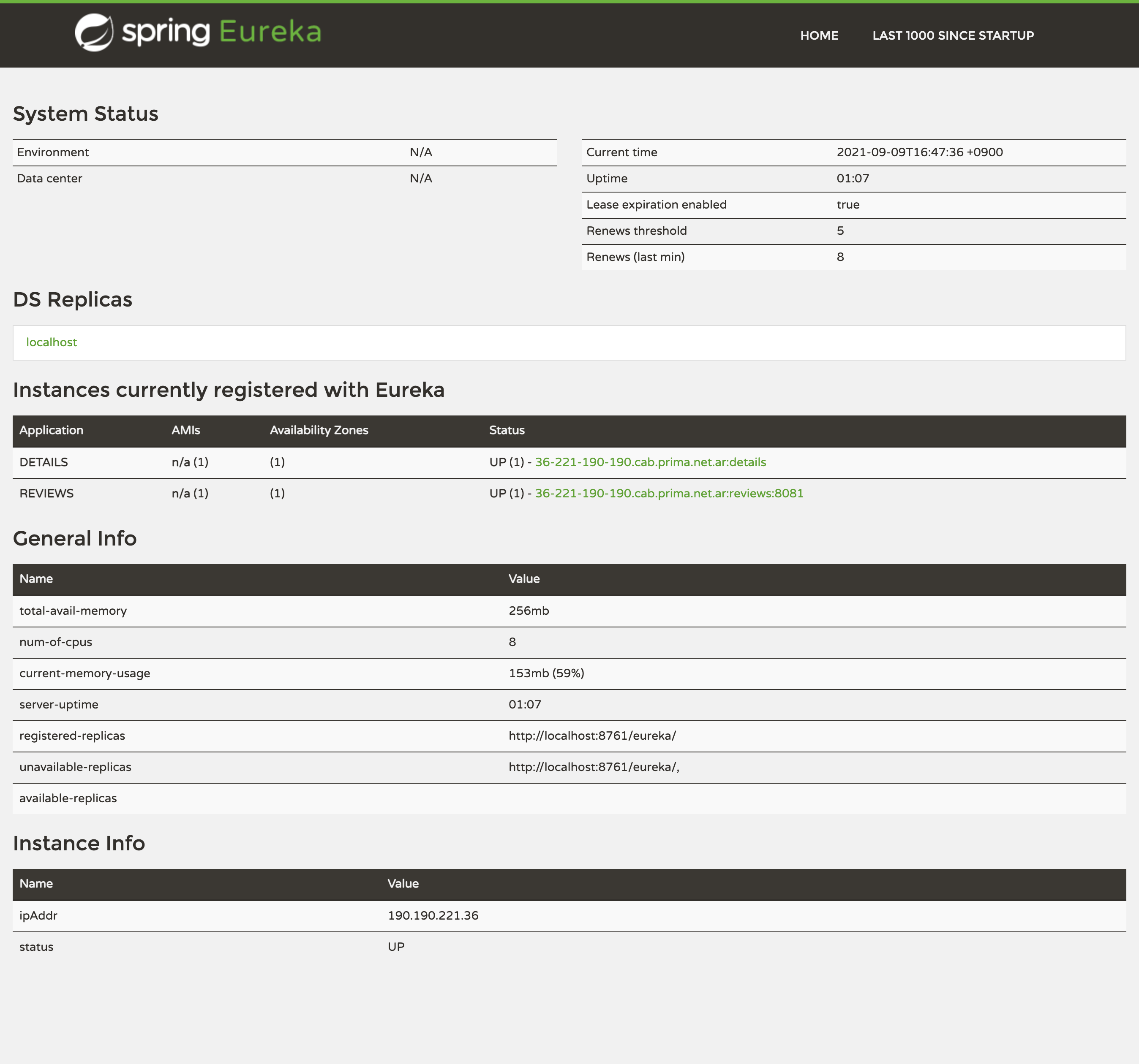 Eureka Server Web with Review service