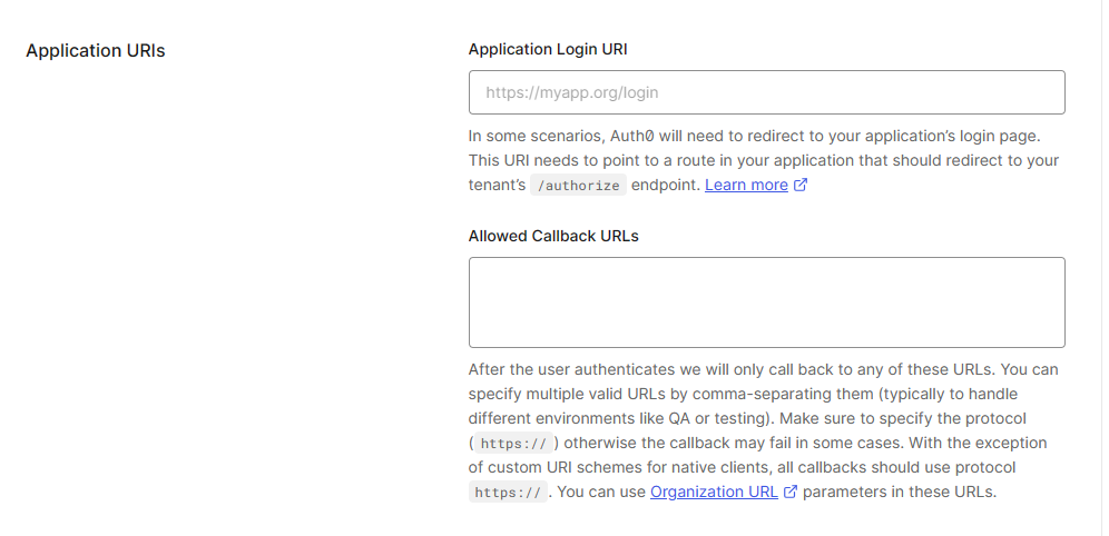 Application Callback URL