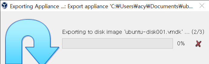 VirtualBox - export vm - exporting appliance
